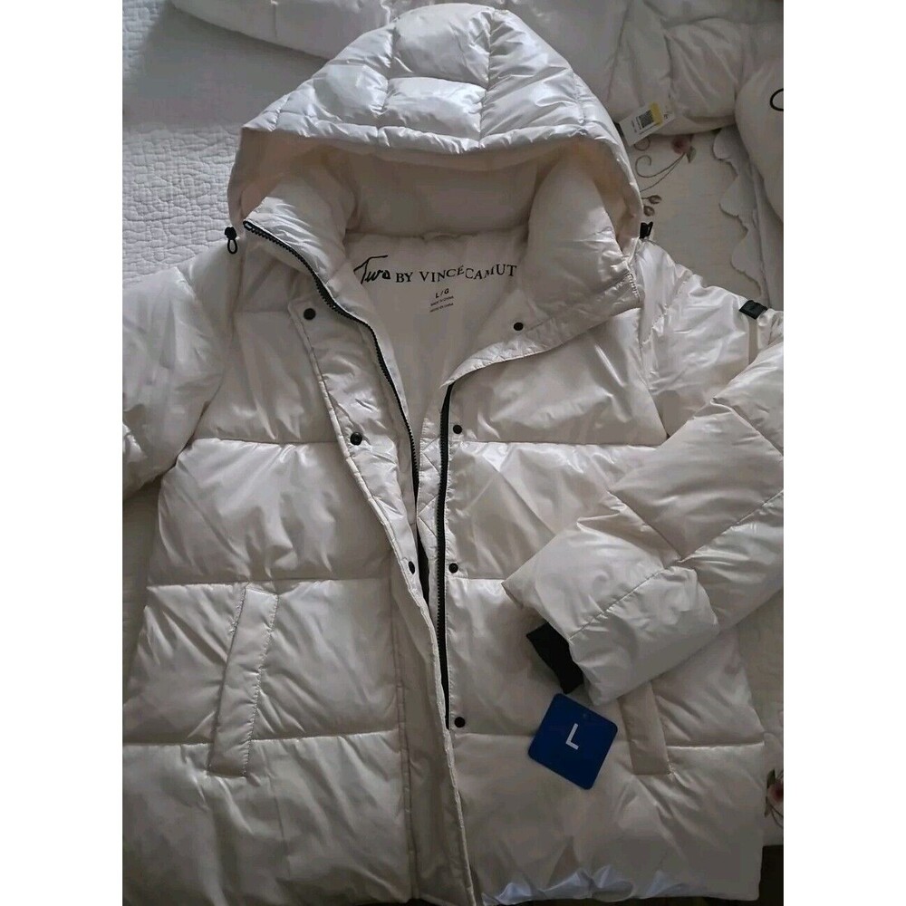 Two by Vince Camuto Ladies Puffer Jacket WHITE/Cream  Size L NWT